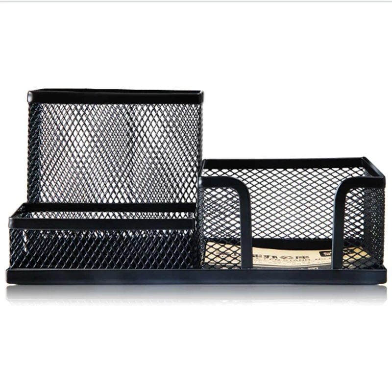 

Deli 1PC Metal Multiple shapes black container Multifunctional Pen Pencils Holder Stationery Storage Desk Organizer