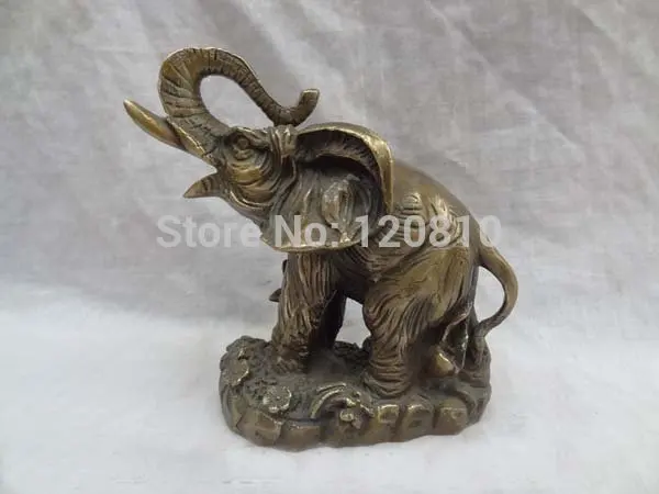 

China Bronze Animals Sculpture Wealth Flower JiXiang Elephant Statue