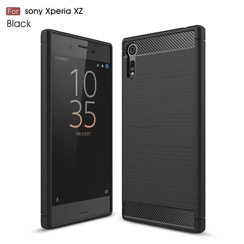 Роскошный чехол из углеродного волокна и ТПУ для sony Xperia XZ XZ2 XZ3 XA1, Ультра мягкий защитный чехол для sony XZ Премиум XZS чехол, защитный чехол - Цвет: Black