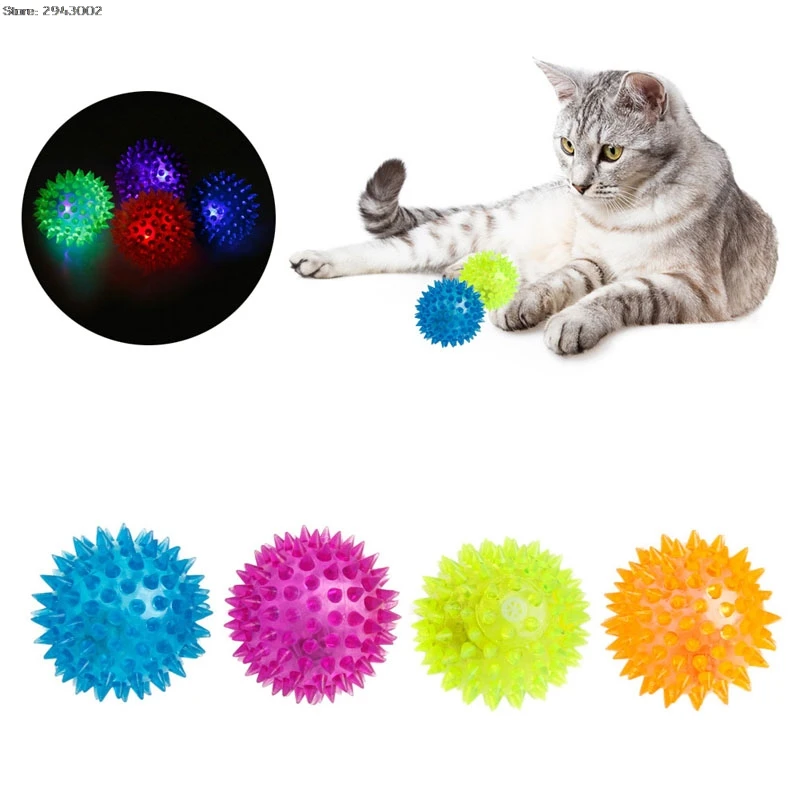 

Pet Dog Puppy Cat Balls Led Whistle Squeaker Rubber Chew Bell Ball Playing Toy 6.5CM