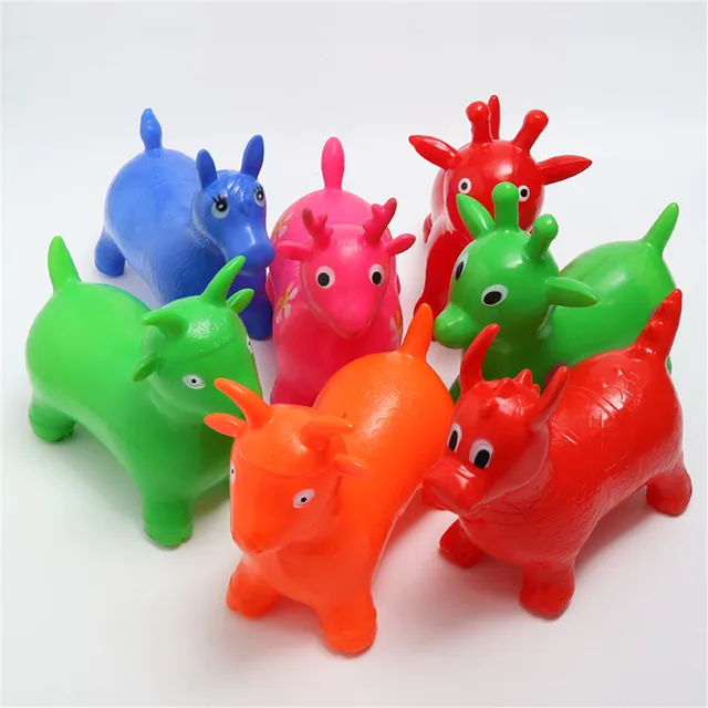 1pcs Horse Rides on Animal Bouncy Toys Inflatable Bouncer Jumping Child Kids Rubber Deer Gift Toys Color Randomly 1