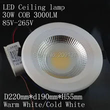 Высокое качество 10 W 20 W 30 W cob светодиодные светильники AC85-265V с теплой или холоная белая внутреннее cob освещение