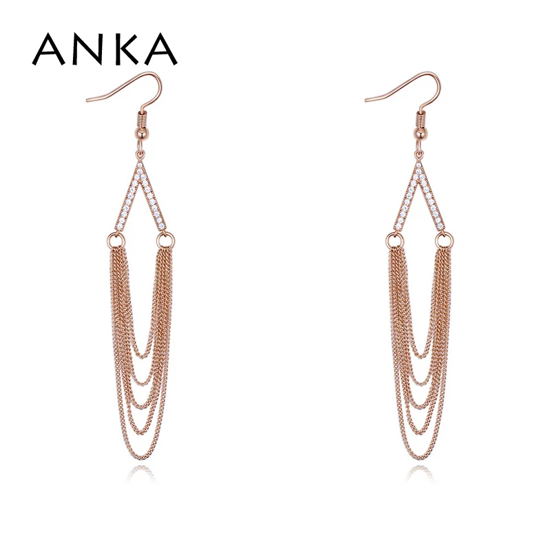 

ANKA luxury long tassels zircon earrings for women elegant triangle line shape earrings fashion jewelry Christmas gift #26400