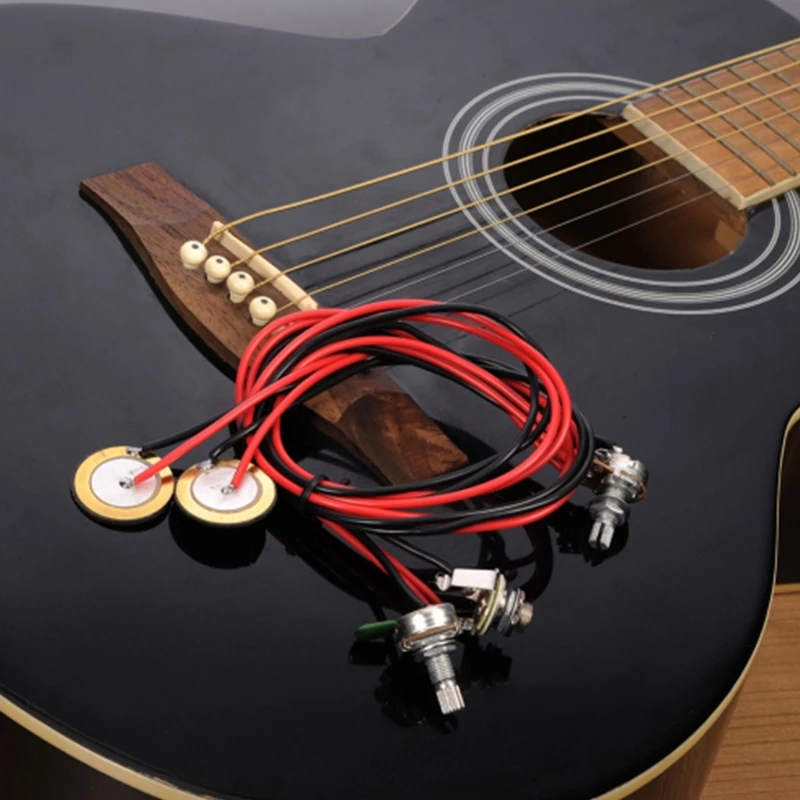 

Guitar Pickup Accessories New Dual Piezo Pickup 6.35mm Jack with Volume Tone Control for Guitar Ukulele