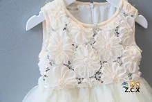 Girls Rose Beige TUTU Dress Sequined Summer Princess Party Sundress 5pcs a Lot for 2-7Y Free Shipping By Epacket