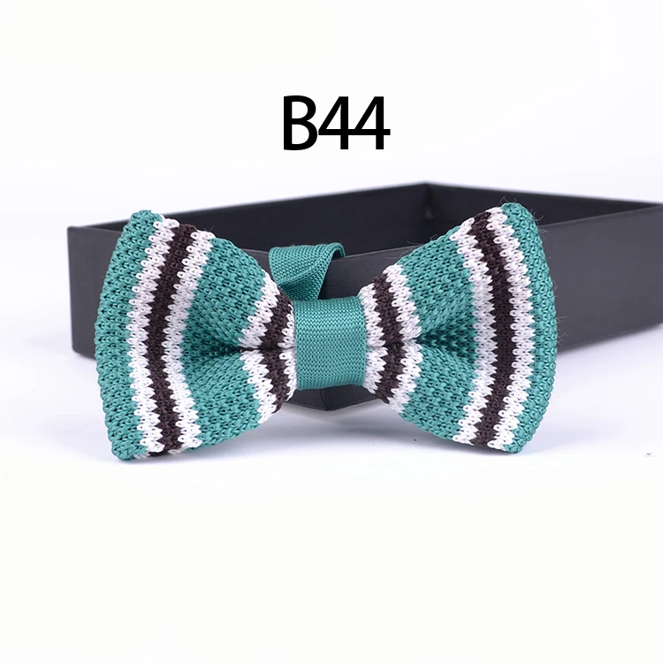 

Stylish Knitted Bowtie Fashion Bright Green with White Striped Butterfly Adult Bowties Knit Men Tie For Party