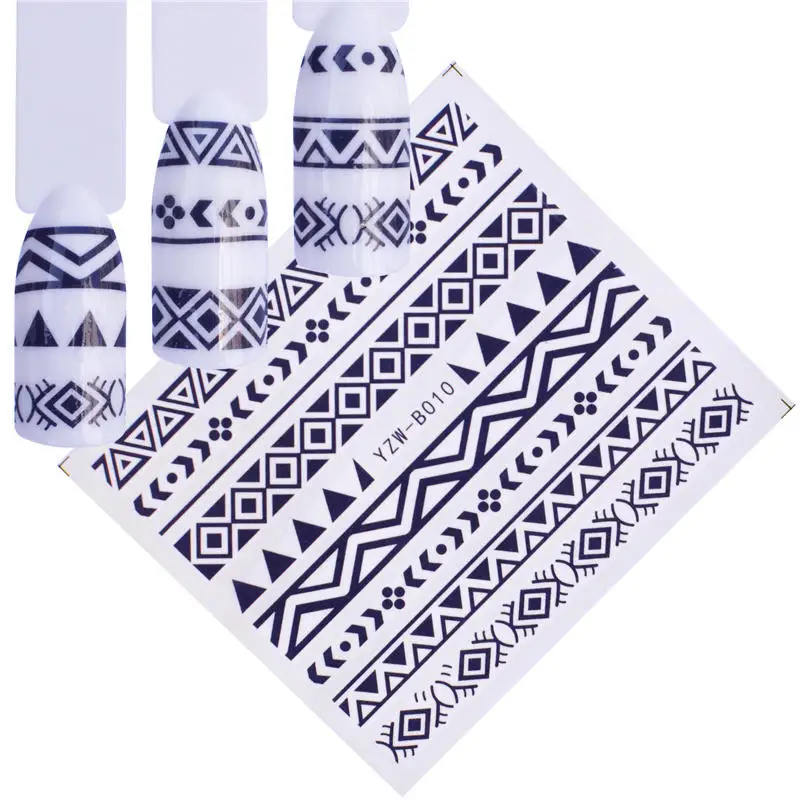 

YWK 1 PC Black Line Water Decal Black Sticker For Nail Pattern Painting Wrap Paper Foil Tip Tattoo Manicure
