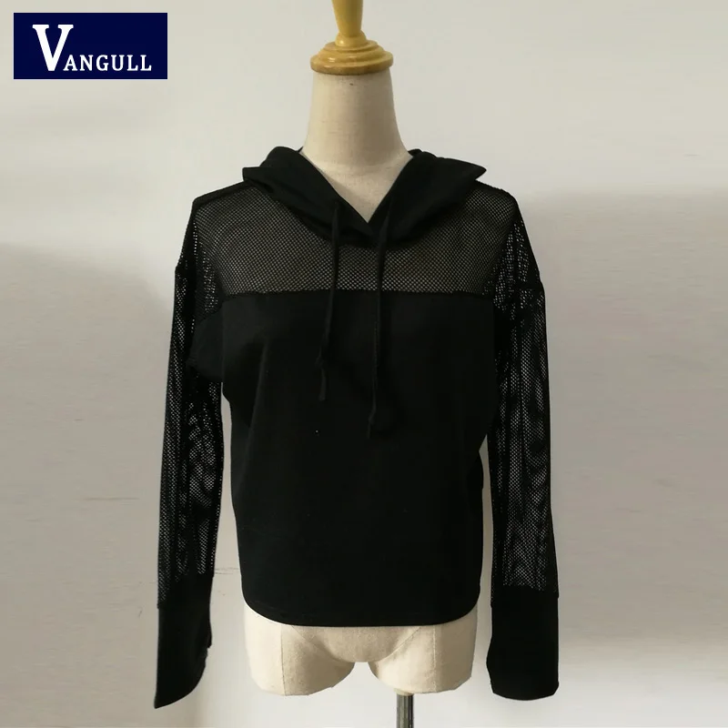 Vangull с длинным рукавом сетки прозрачные сексуальные толстовки 2019 лето осень