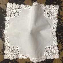 Новинка Для женщин Платки носовые для девочек 12 шт./lot12x1" Кот Ситцевая свадьба-платочек Вышитые Слоновой Кости Кружево край Платки для случаев