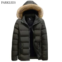 Мужские теплые пальто с капюшоном из искусственного меха, новинка года, брендовые зимние толстые куртки, мужская шапка, съемная теплая парка, пальто, Casaco Masculino