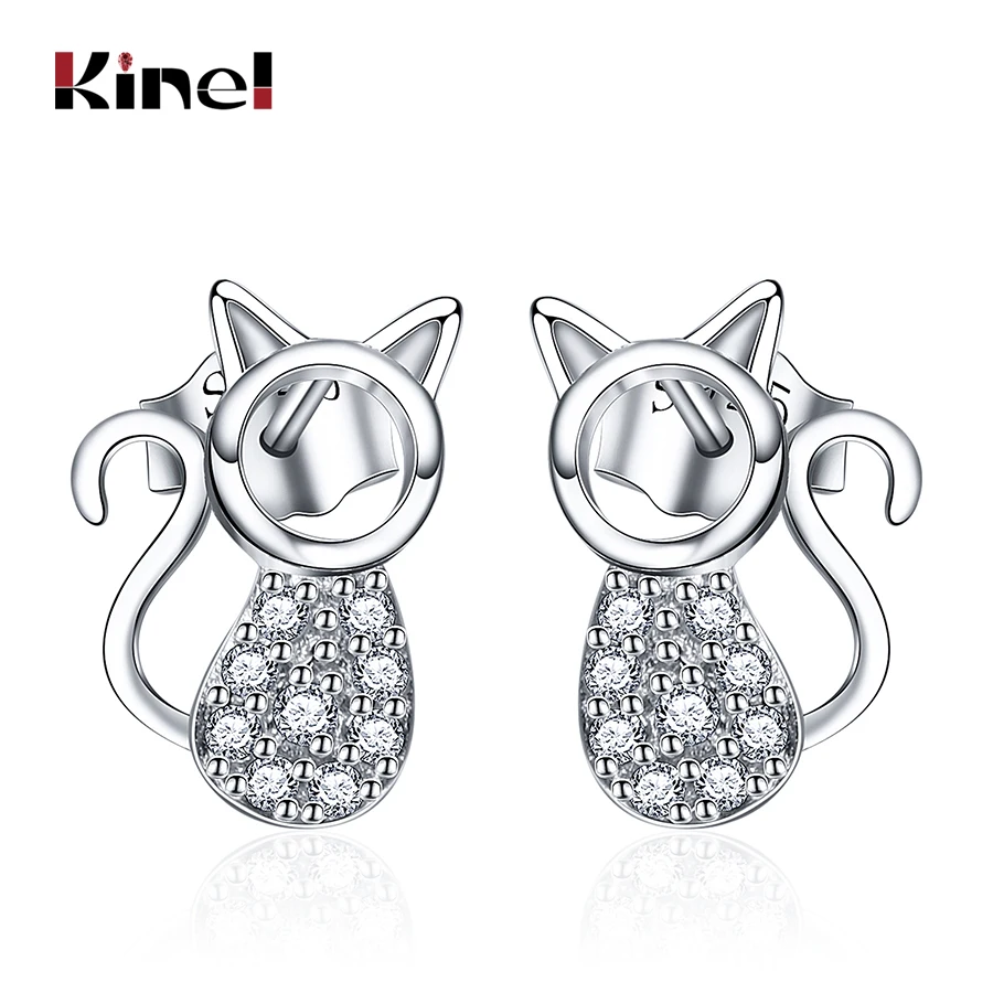 

Kinel Women Stud Earrings Cat Shape 925 Sterling Silver Romantic Cats Earring Female Club Party Jewelry Gift