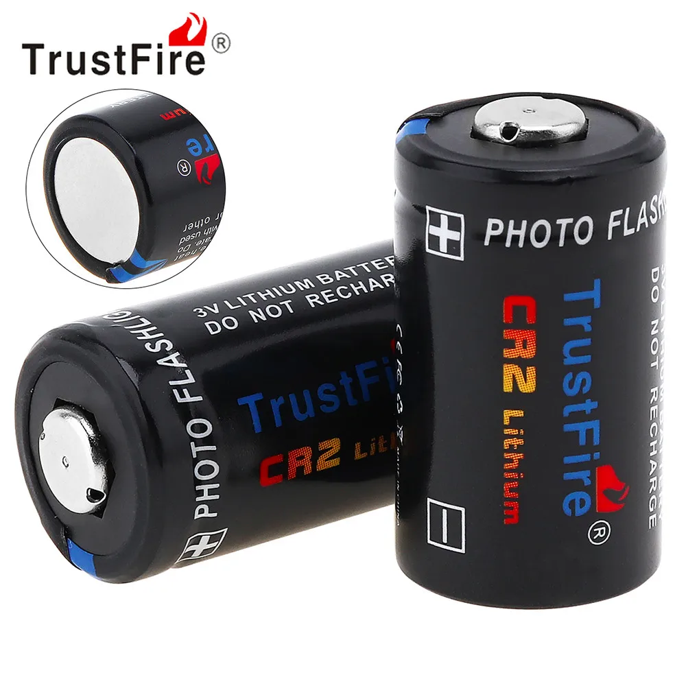 

2pcs TrustFire CR2 Battery 3V 750mAh CR 2 Lithium Battery with Safety Relief Valve for Flashlight Headlamp Camera