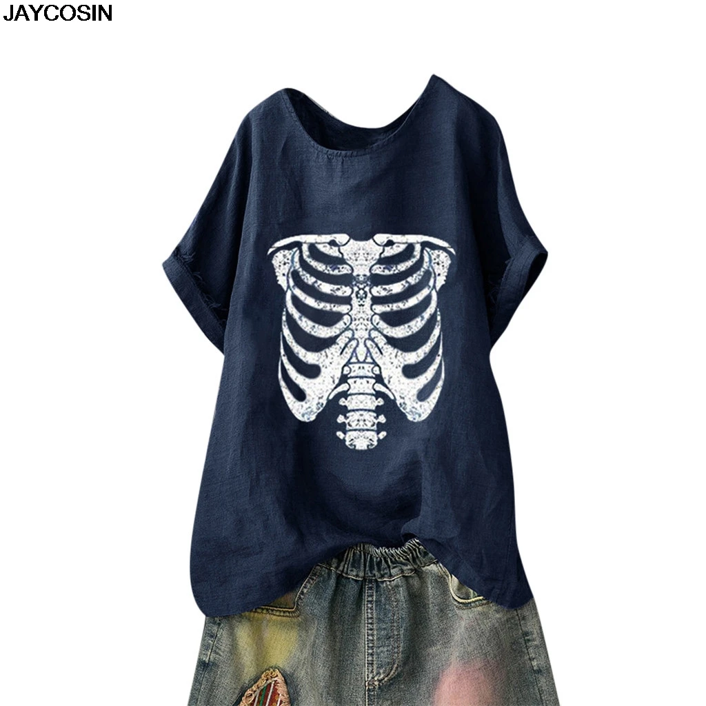 

JAYCOSIN T-shirt Summer Women Loose Shantou Print Plus Size Casual Beach Vintage Daily Tops Short Loose Shirt Top hot sale 9513