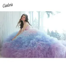Бальное платье с эффектом омбре, бальное платье, бальное платье с вырезом в виде сердца, многоярусные платья с оборками, Тюлевое милое платье 16, официальная одежда