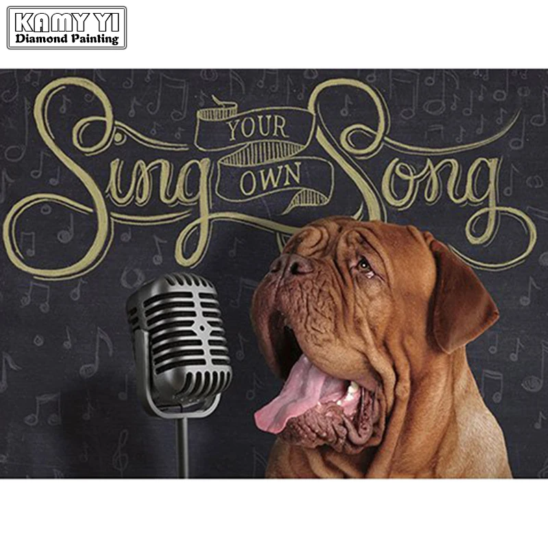 

5D DIY Diamond Embroidery dog sing song Diamond Painting Cross Stitch full Square Rhinestone Mosaic home decoration gift