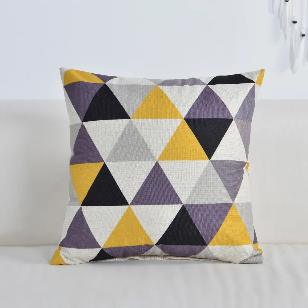 Скандинавские геометрические наволочки для подушек, цветные треугольные наволочки, желтые серые наволочки 45*45 см для дома или офиса, декоративные подушки