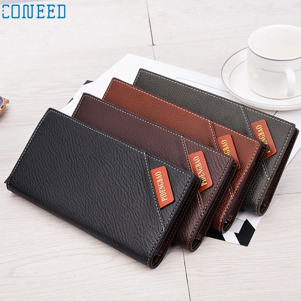 Fashion Wallets Charming Nice CONEED Men Long Bifold Business Leather