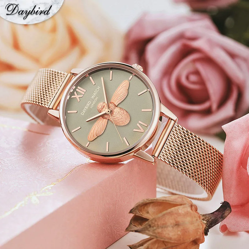

Fashion Little Bee Watches Women Luxury Rose Gold Dress Wristwatches Honeybee Clock Female Ladies Top Watches Dropshipping 2019