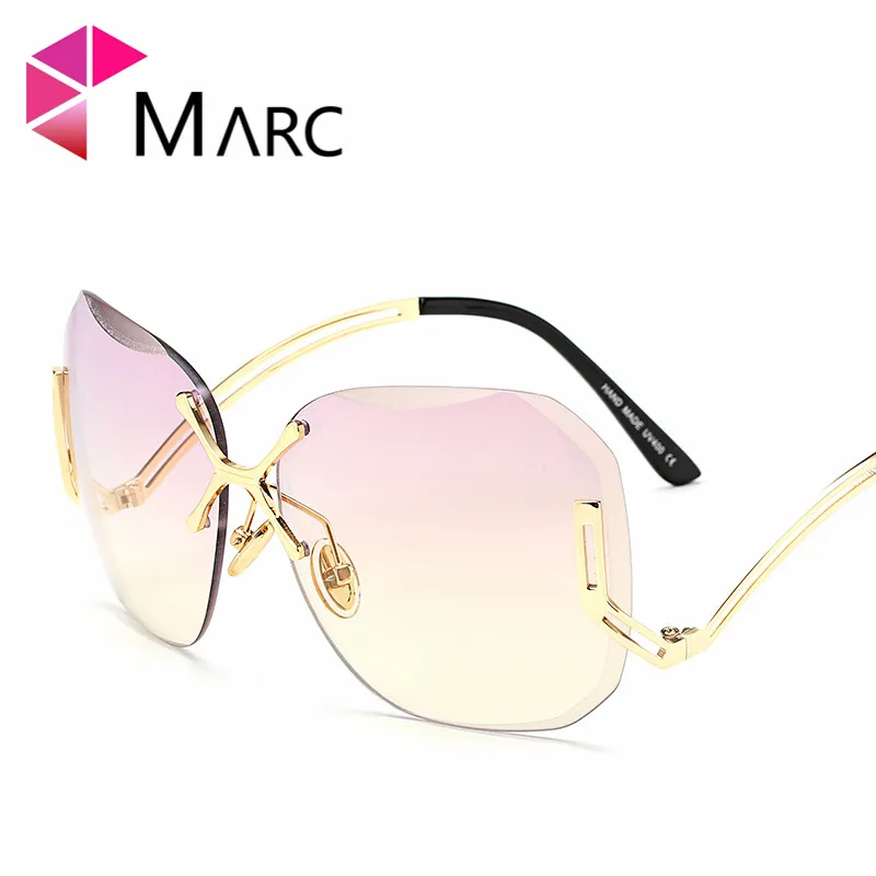 

MARC UV400 WOMEN MEN sunglasses Gradient Rimless Pink Alloy Purple ACResin