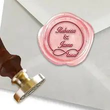Свадебные персонализированные пользовательские Воск печать штамп на 1 1/" die-#1960 Товары для птиц Райская шрифт с имена и Бесконечность-любовь