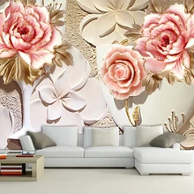 Пользовательские papel де parede 3 d, цветочные фрески для гостиной спальни ТВ фон стены текстильные обои
