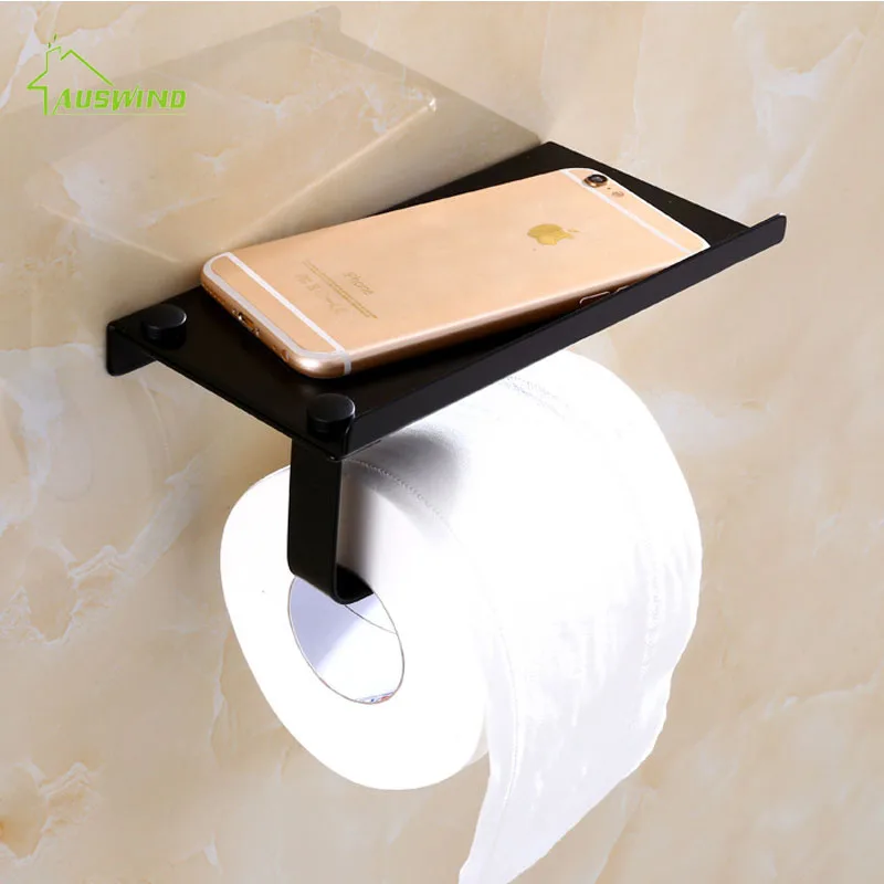 European Style Black Toilet Paper Towel Rack, Mobile Phone