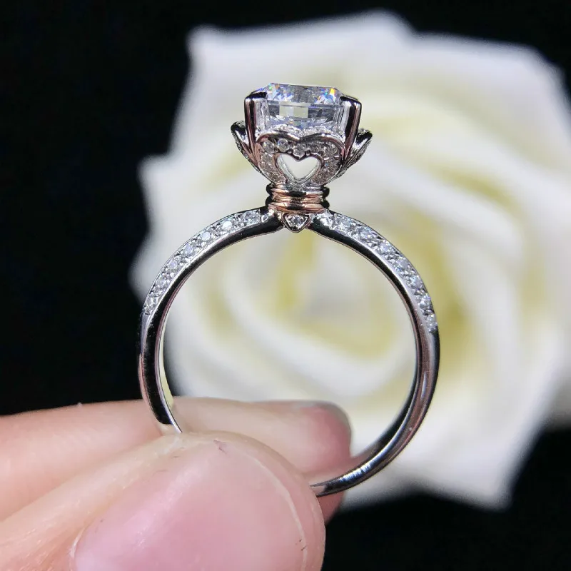 

1ct Carat Flower Rings Female Flowers AAAAA High Quality NSCD CZ Rings for Marriage S925 Sterling Sliver Jewelry