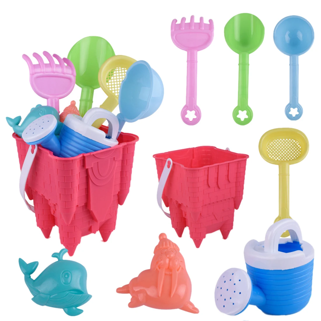 8 Pcs Дети Открытый игрушка для пляжа Baby Beach Game Bucket Playset для детей Вода Весело Набор для игры на пляже-цвет случайный