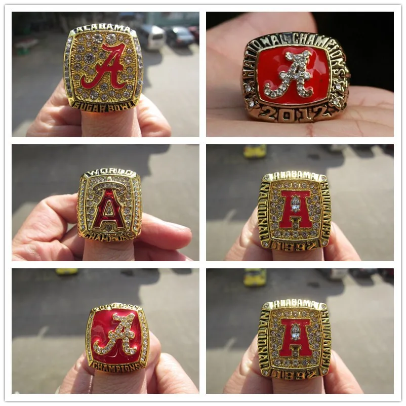 6 PCS Alabama Crimson Tide Championship Rings In Set