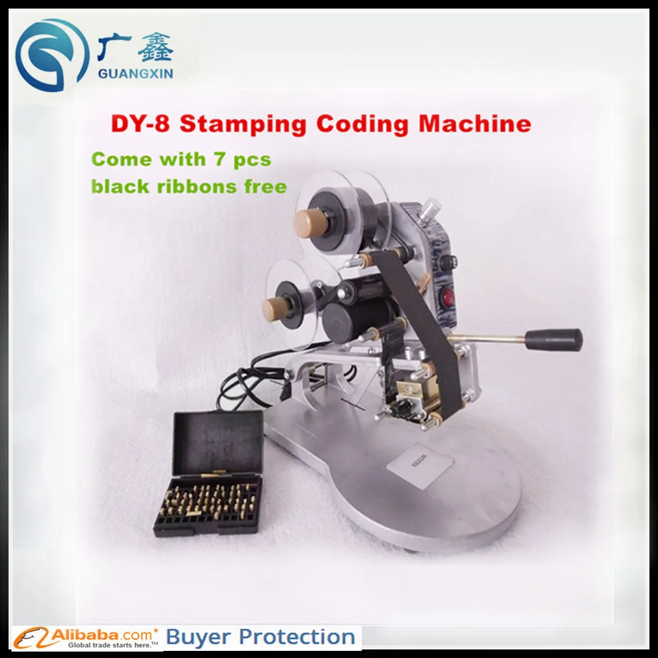 

Free Shipping Hot Code Printer Dy-8 (Manual) expiry date coding printer usage on labels paper and bags with 7 pcs black ribbon