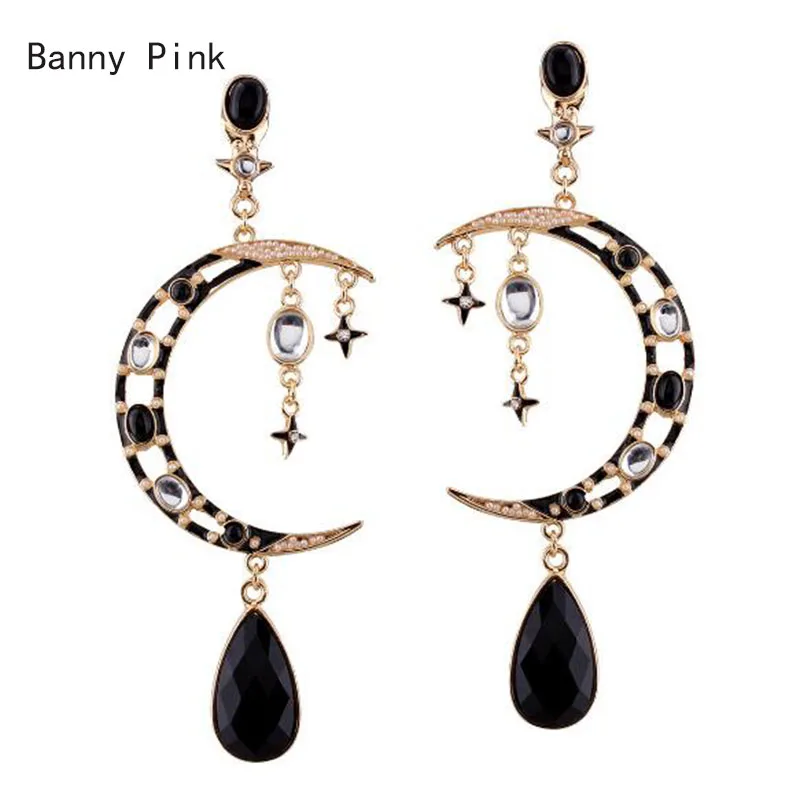 

Chunky Alloy Crescent Pendant Studs Earrings For Women New Resins Metal Pendant Post Earrings Fashion Jewelry Pendietes Bijoux