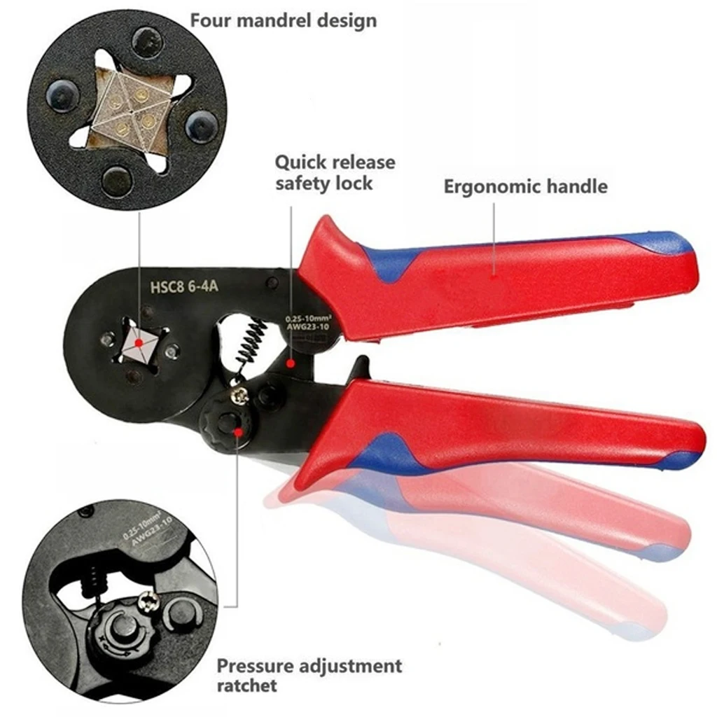 Изолированные плоскогубцы 0,25-10 мм2 саморегулирующийся инструмент для обжима проводов с 1200 провода обжимной разъем