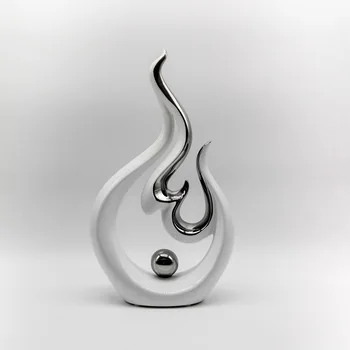 

Modern Decorative Sculpture Arts Plated Porcelain Abstract Sculpture Tabletop Ornaments White Ceramics for Home Decoration