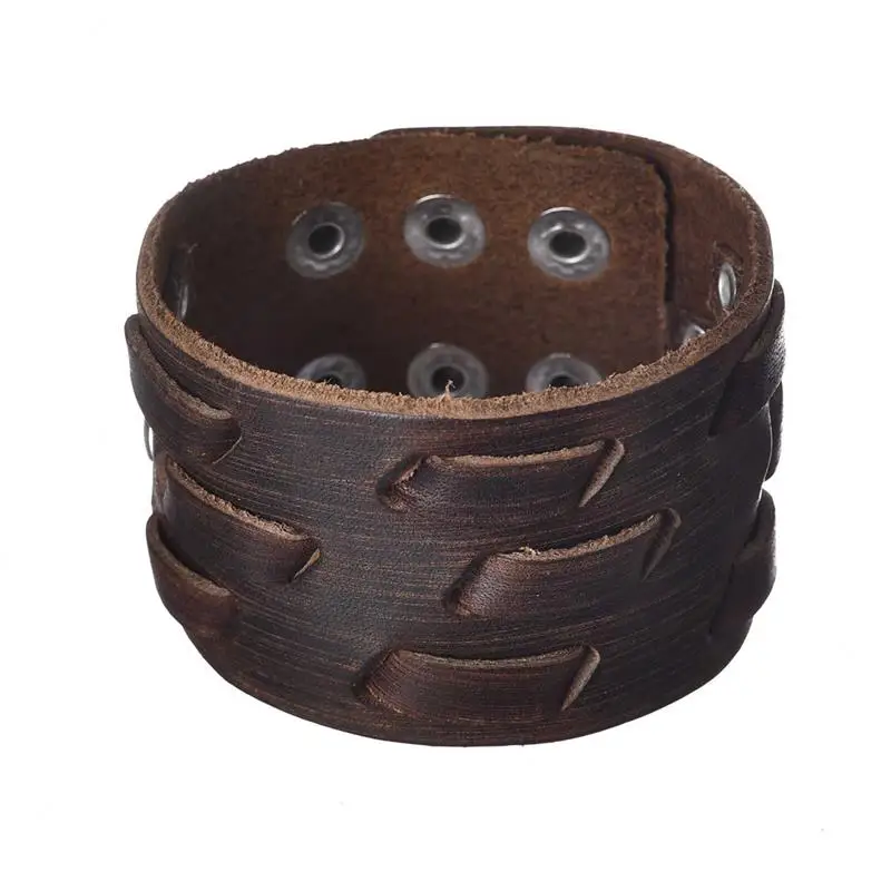 OBSEDE модный широкий браслет из натуральной кожи для мужчин, коричневые широкие браслеты-манжеты и браслет, винтажный Панк мужской ювелирный подарок - Окраска металла: 16
