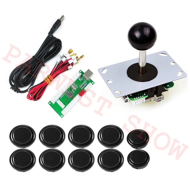 

Zero Delay LED USB Encoder to Pc Arcade Joystick +Push Buttons DIY Kit With 2pin Cables /8Way 5pin Sanwa style Joystick for Mame