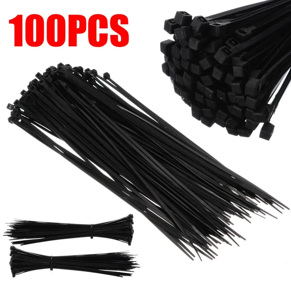 

100pcs Black Self Locking Nylon Fasten Zip Cable Ties Multifunctional Cable Wire Zip Ties Wrap Strap 3x200mm