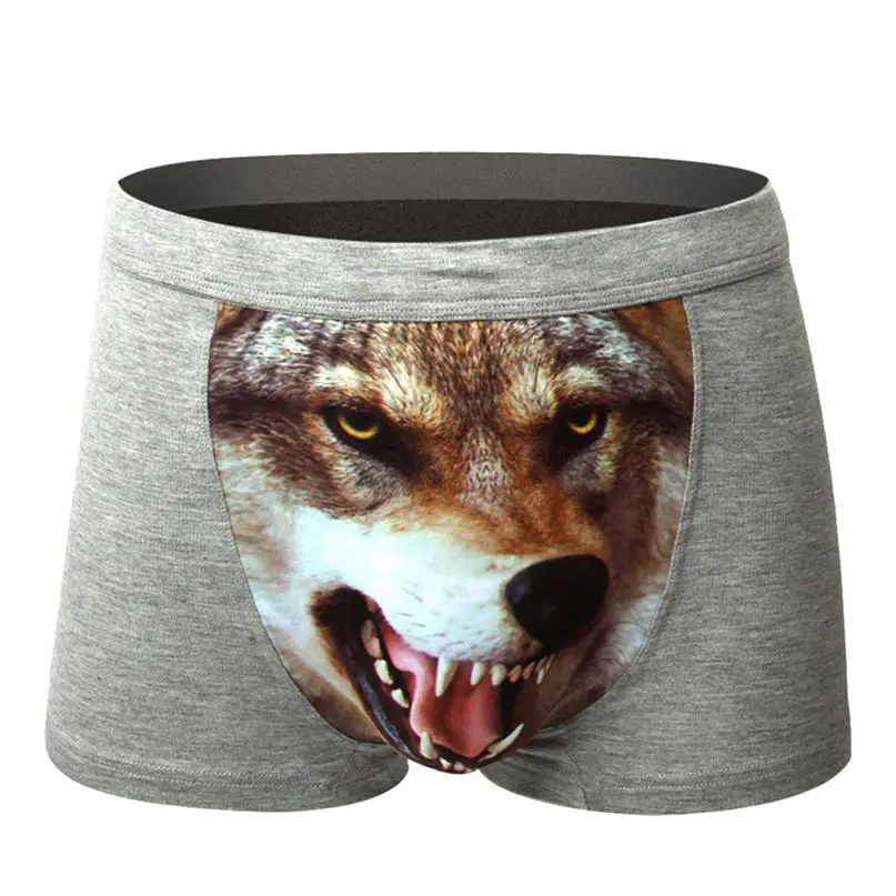 3D Animal Print Swimming Trunks Sexy Men Cotton Soft Breathable Pouch Boxer Underpants Underwear All Seasons briefs #2D27 (9)
