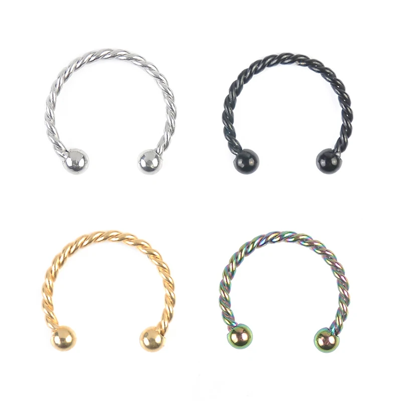 

Sale 1pc C Shaped Twist Lip Nose Rings Studs Piercing 8mm 10mm Stainless Steel Unisex Men Women Ear Nose Stud Body Jewelry