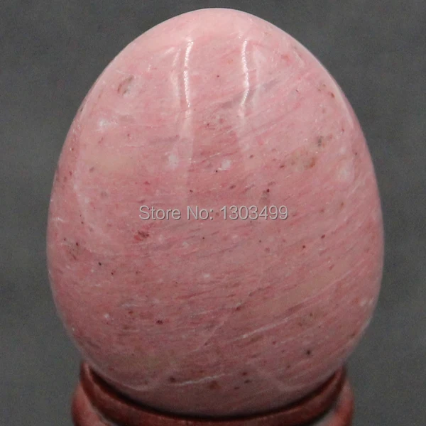 

34x44MM Natural Gemstone Pink Rhodonite Sphere Egg Chakra Healing Reiki Stone Carving Crafts W/Stand