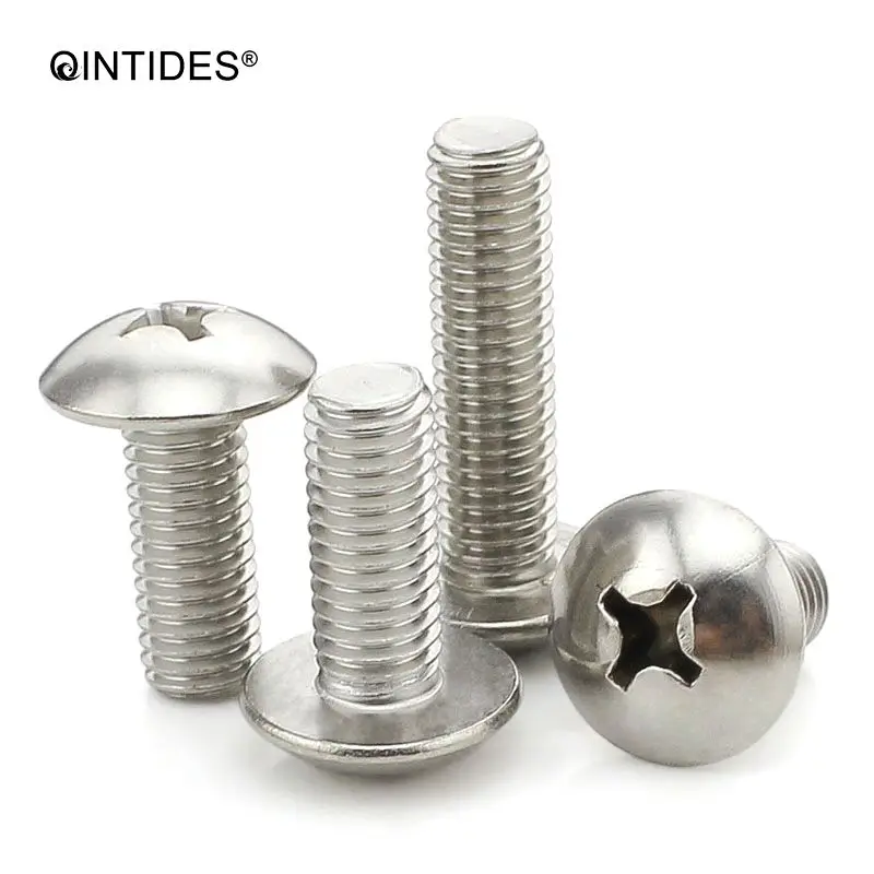 

QINTIDES M3 M4 M5 Crosss recessed mushroom screws 304 stainless steel Truss screw phillips screws M3/M4/M5*4/5/6/8/10/12/14/16