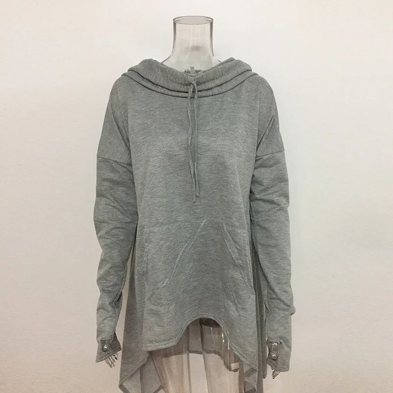 Plus Size S-5XL Solid Long Hooded Sweatshirt Women Long Sleeve Hoodies Pockets Asymmetrical Autumn Tops Sudadera Mujer Tracksuit08