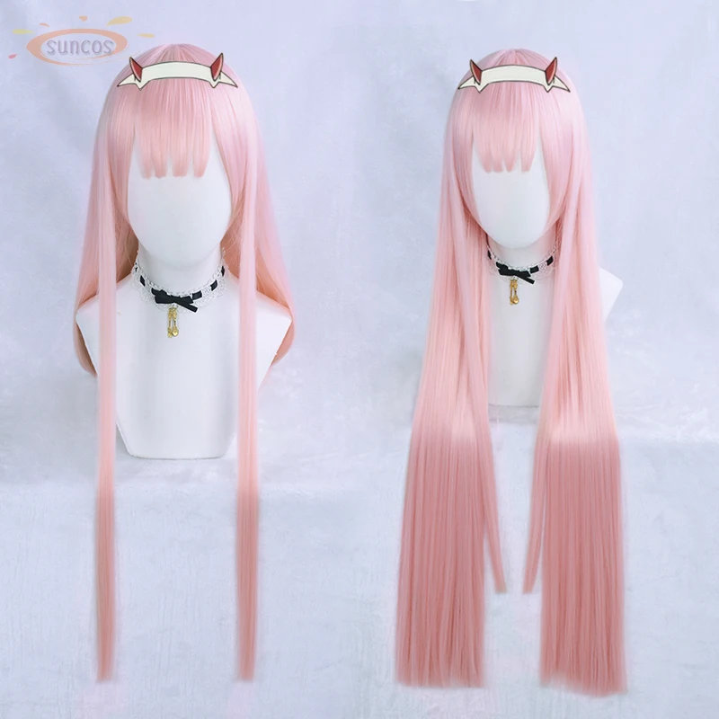 

DARLING in the FRANXX Code 02 Cosplay Wig Zero Two 85cm Long Straight Pink Synthetic Hair