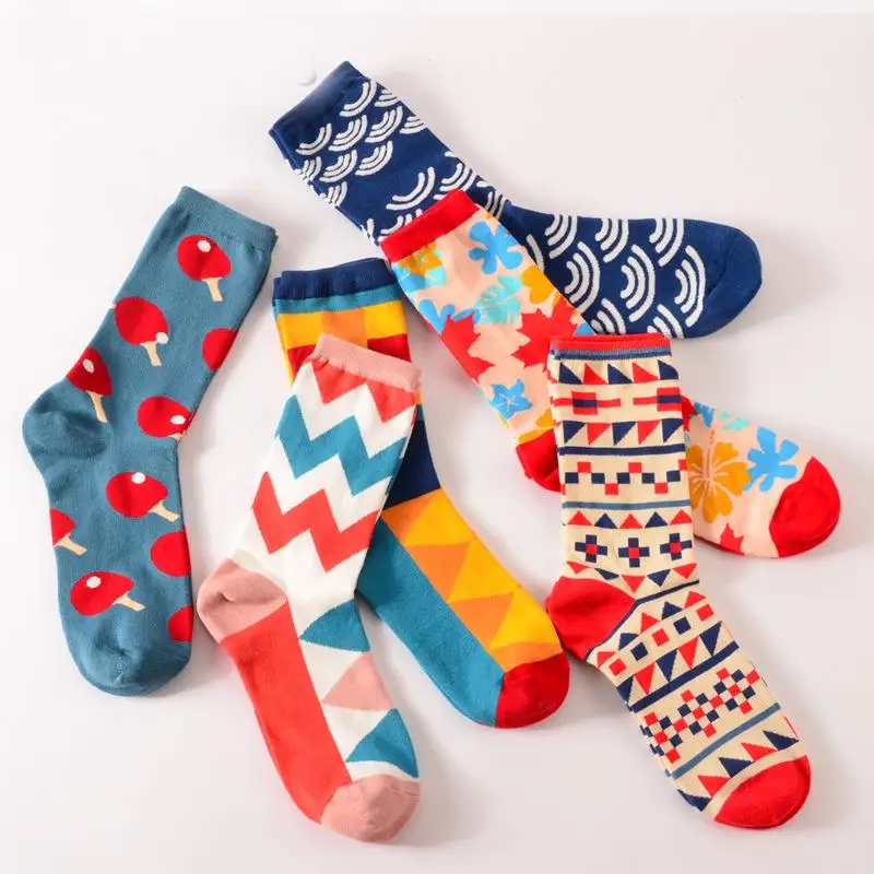 Счастливые носки в британском стиле с геометрическим рисунком, популярные цвета, рисунок, хлопковые носки для женщин, женские носки без пятки, игривые озорные милые