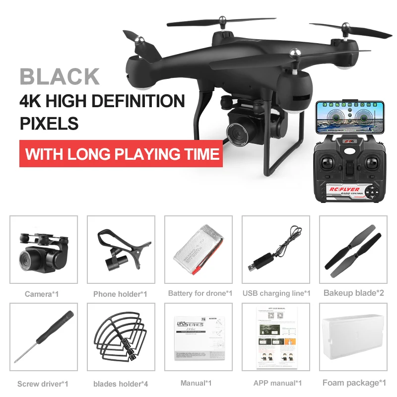 F68 Pro Air Drone 1080P трекер RC Квадрокоптер mi ni Профессиональный Xioa mi Дроны с камерой FPV VR видео HD 4K батарея не DJI mi - Цвет: Black 4K