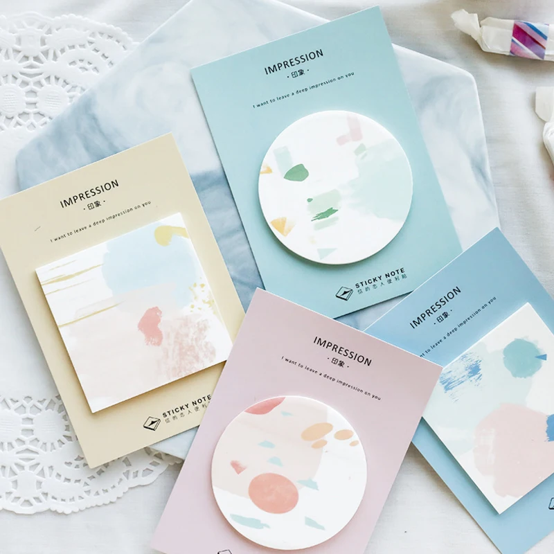 

1pack/lot Elegant Memo Notes Planner Message Label Sticky Note Round Square Sticker Collection Notepads School Office Supplies