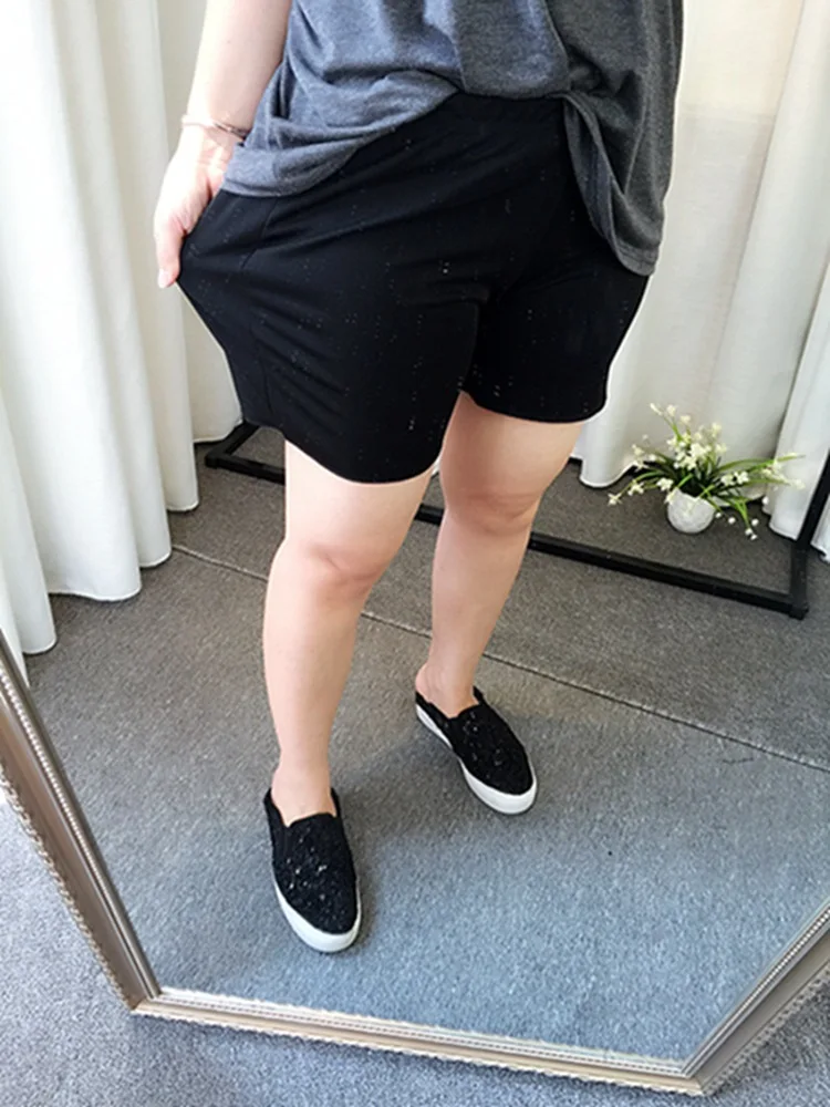 2 Pcs/Lot Shorts Women Plus Size Casual Loose Stretched Elastic Shorts Black FH198 2 Pcs/Lot Shorts Women Plus Size Casual Loose Stretched Elastic Shorts Black FH198