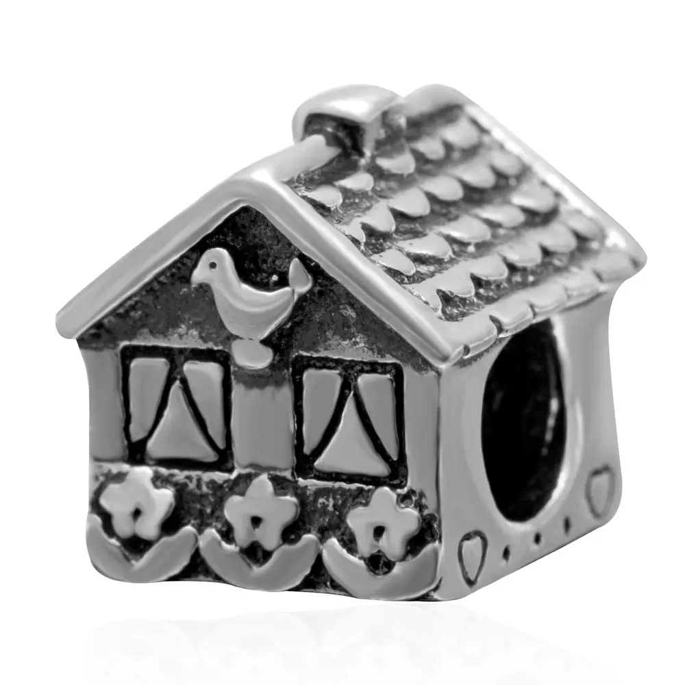 

Sterling Silver 925 Jewelry House Charms Beads Fit European Pan Bracelet Necklace Girl Beads For Jewelry Making