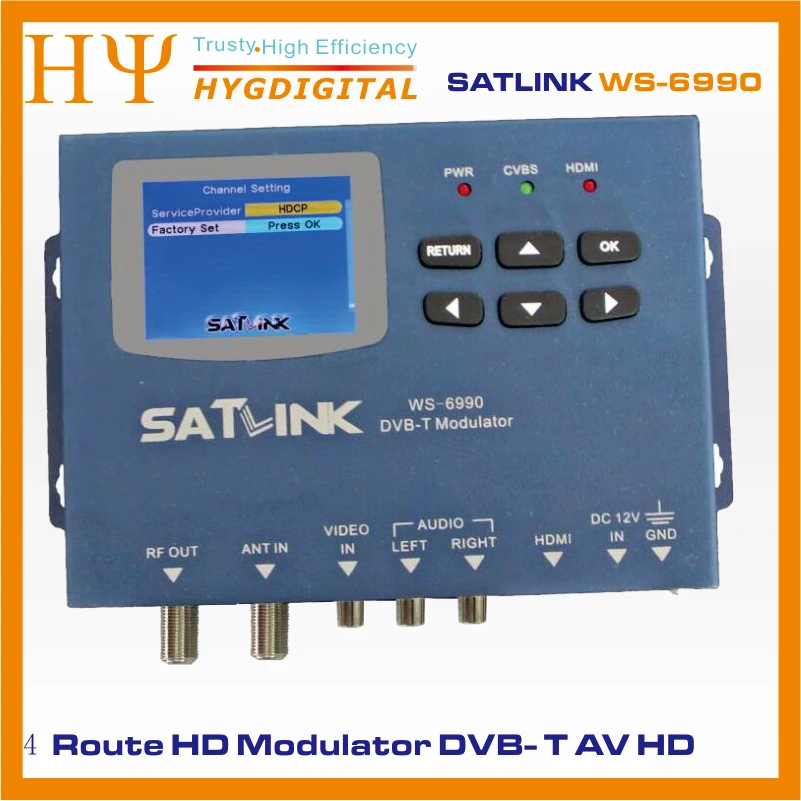 Satlink WS-6990 HD, AV вход одноканальный DVB-T модулятор компактный и настенный