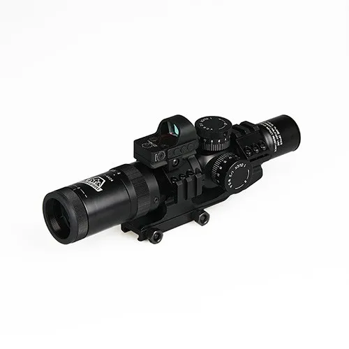 Canis Latrans 1-4x24 IRF прицел+ 2MOA 1X мини Красный точка зрения+ Riflescope пузырьковый уровень+ 30 мм двойной прицел крепление OS1-0292