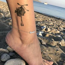 GORGEOUS TALE Rose Gold Silver Personalized Anklets Trendy Custom Name Foot Jewellery Stainless Steel Letter Anklet For Women